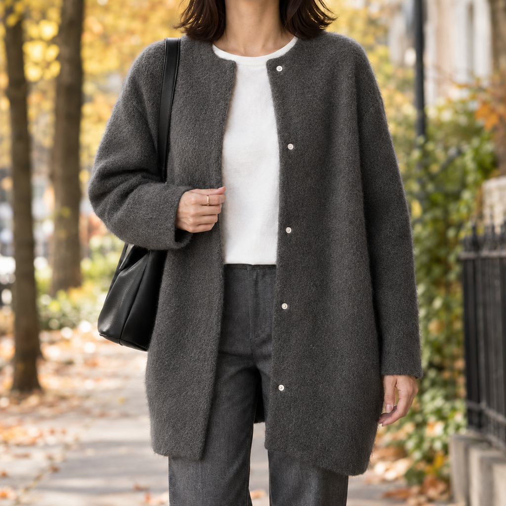 Damen Cardigan mit lässigem Schnitt und Knopfverschluss - 5 - Annoboutique