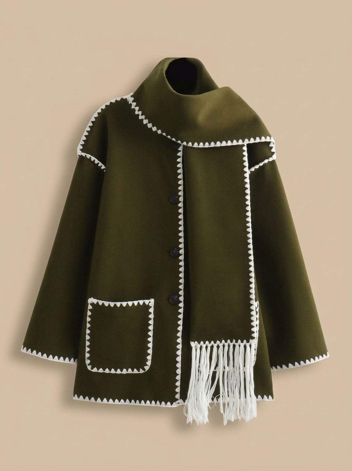 Damen Jacke mit weitem Schnitt und modischen Fransen - 1 - Annoboutique