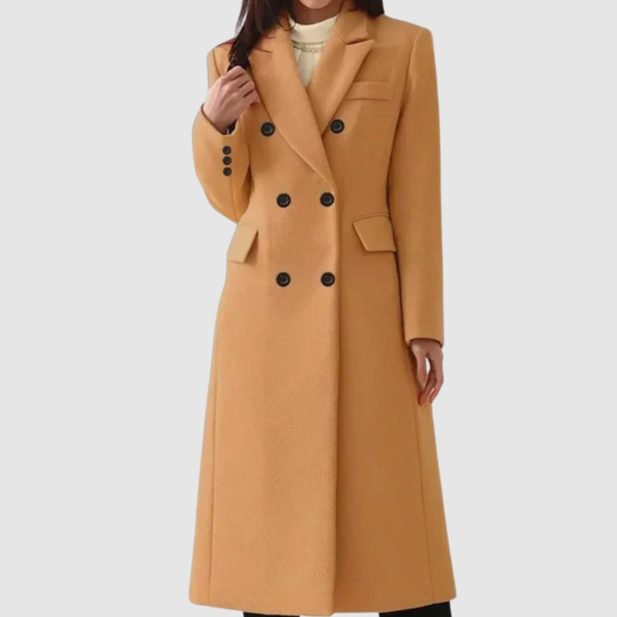 Damen Mantel mit doppelter Knopfleiste und tailliertem Schnitt - 1 - Annoboutique