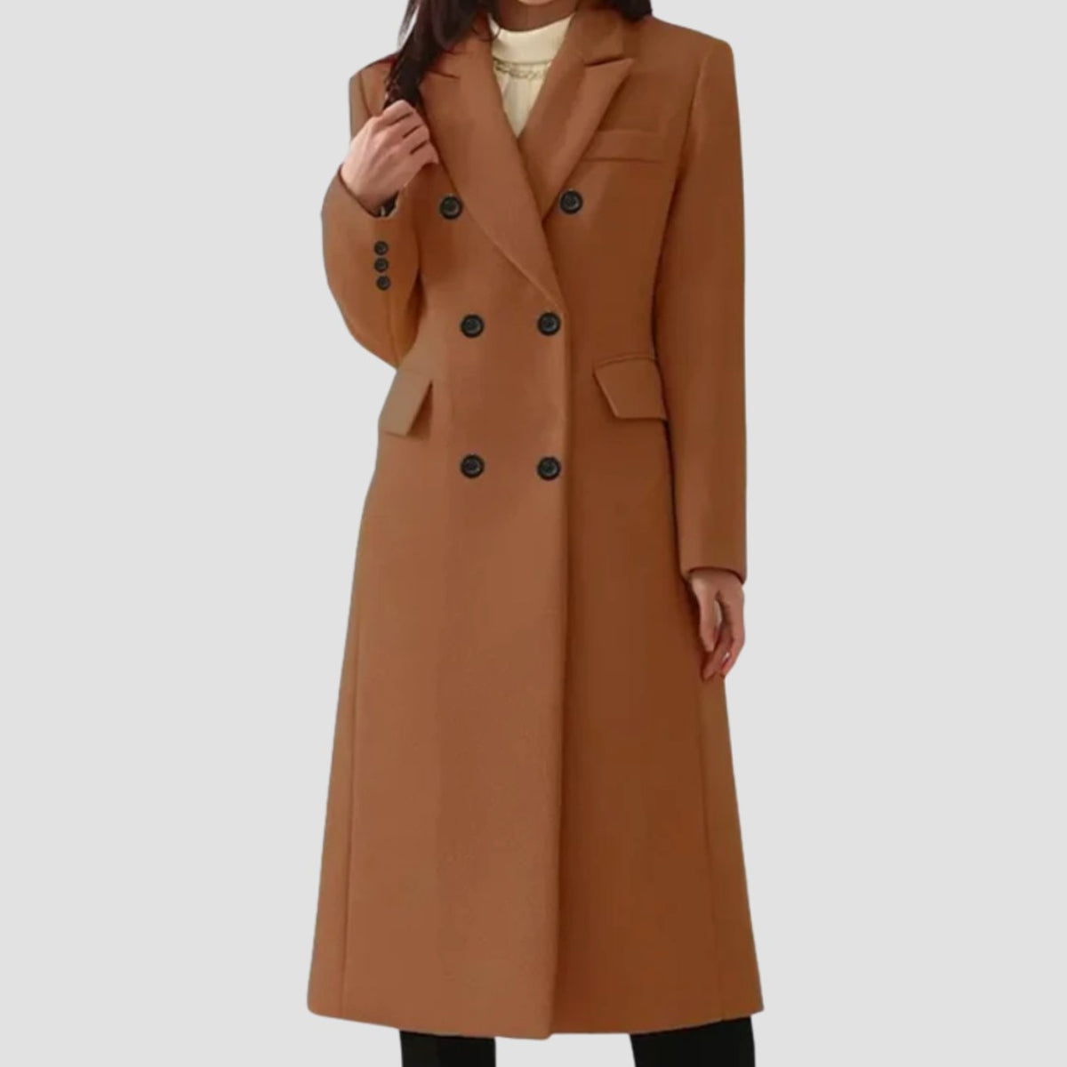 Damen Mantel mit doppelter Knopfleiste und tailliertem Schnitt - 3 - Annoboutique