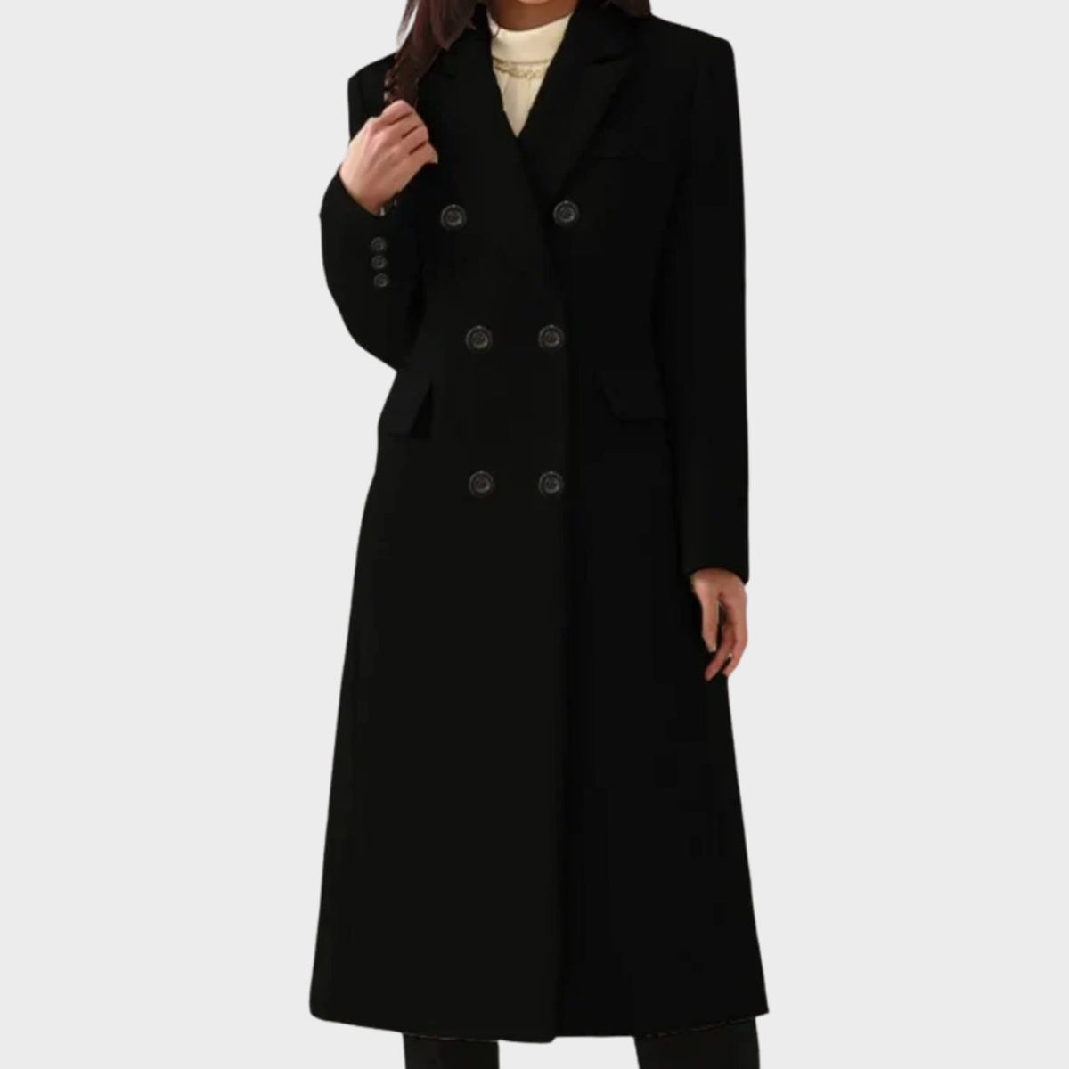 Damen Mantel mit doppelter Knopfleiste und tailliertem Schnitt - 4 - Annoboutique