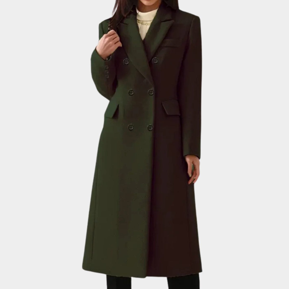 Damen Mantel mit doppelter Knopfleiste und tailliertem Schnitt - 7 - Annoboutique