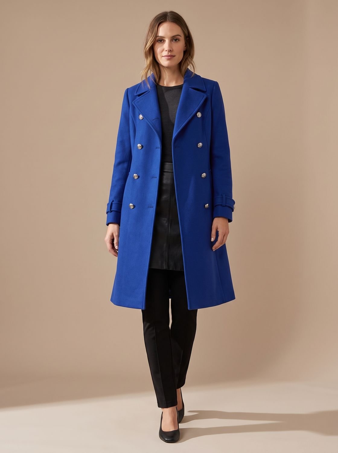 Damen Mantel mit doppelter Knopfleiste und tailliertem Schnitt - 3 - Annoboutique