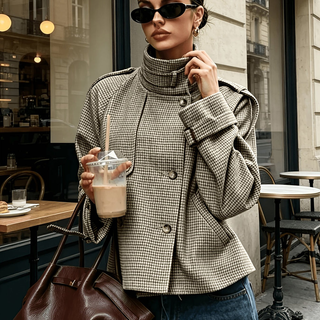 Damenjacke mit hohem Kragen und modernem Schnitt - 1 - Annoboutique