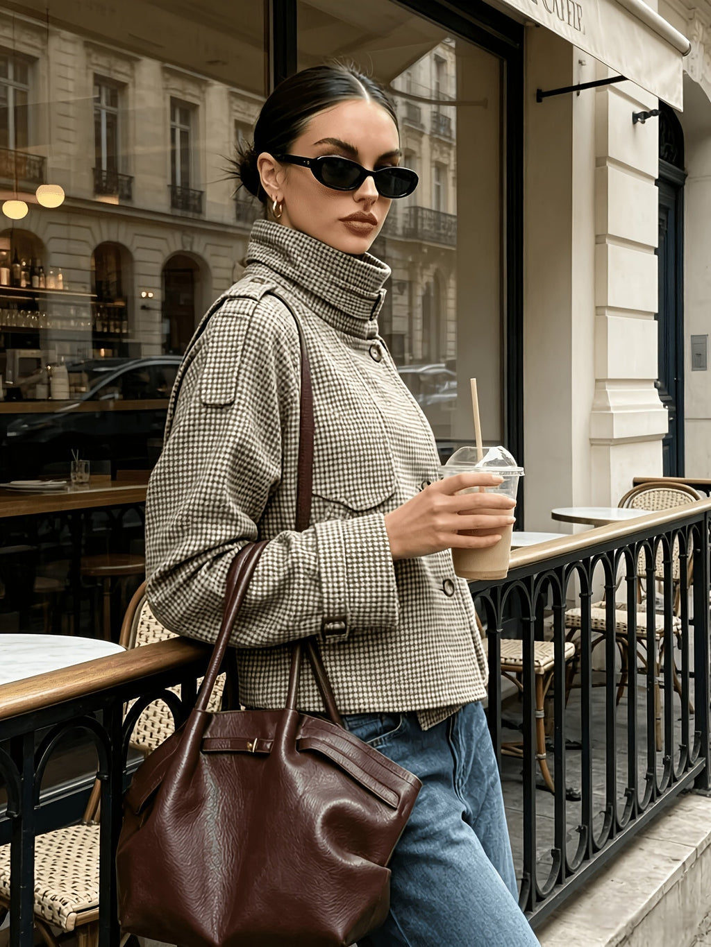 Damenjacke mit hohem Kragen und modernem Schnitt - 3 - Annoboutique