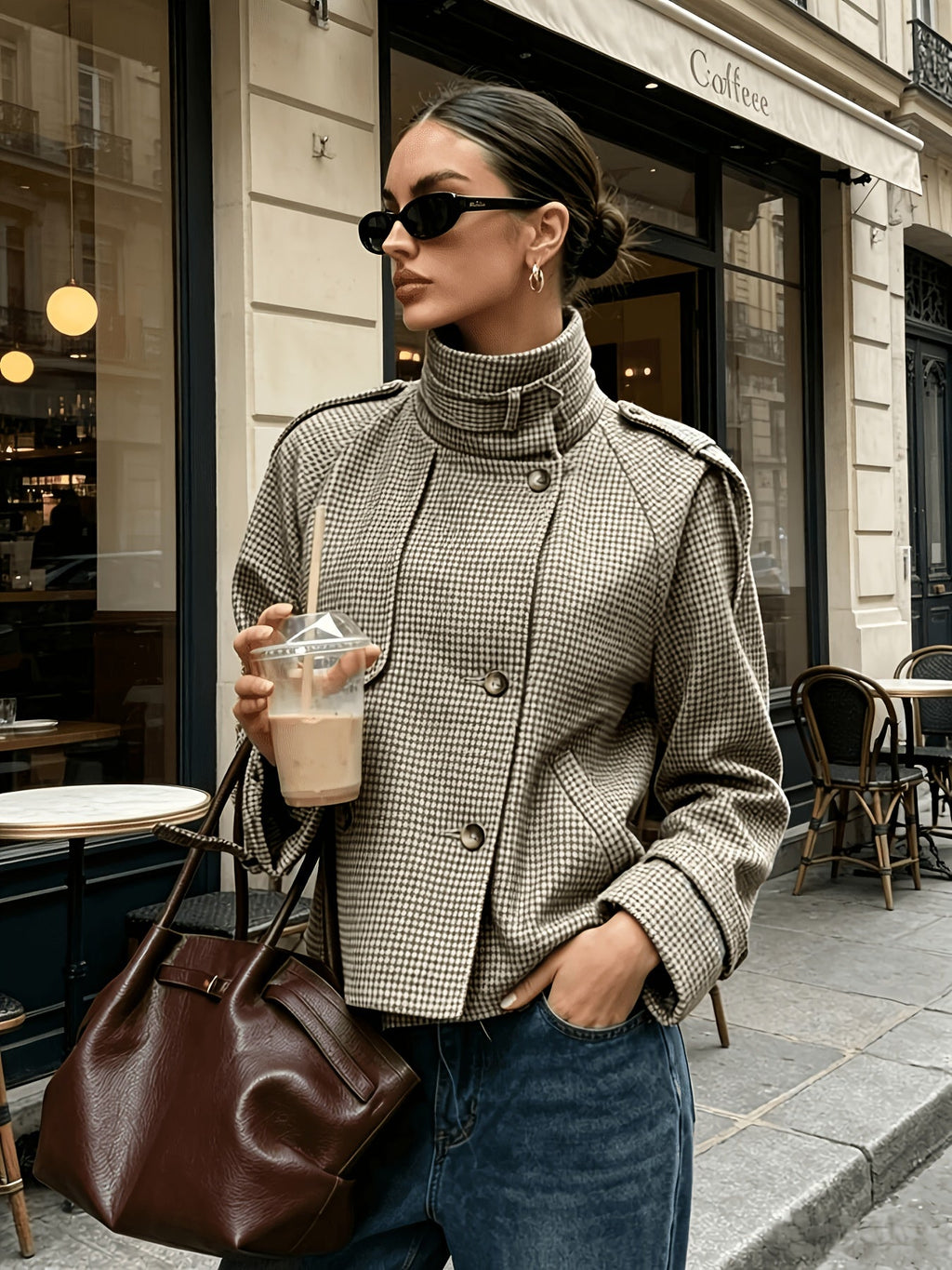 Damenjacke mit hohem Kragen und modernem Schnitt - 5 - Annoboutique