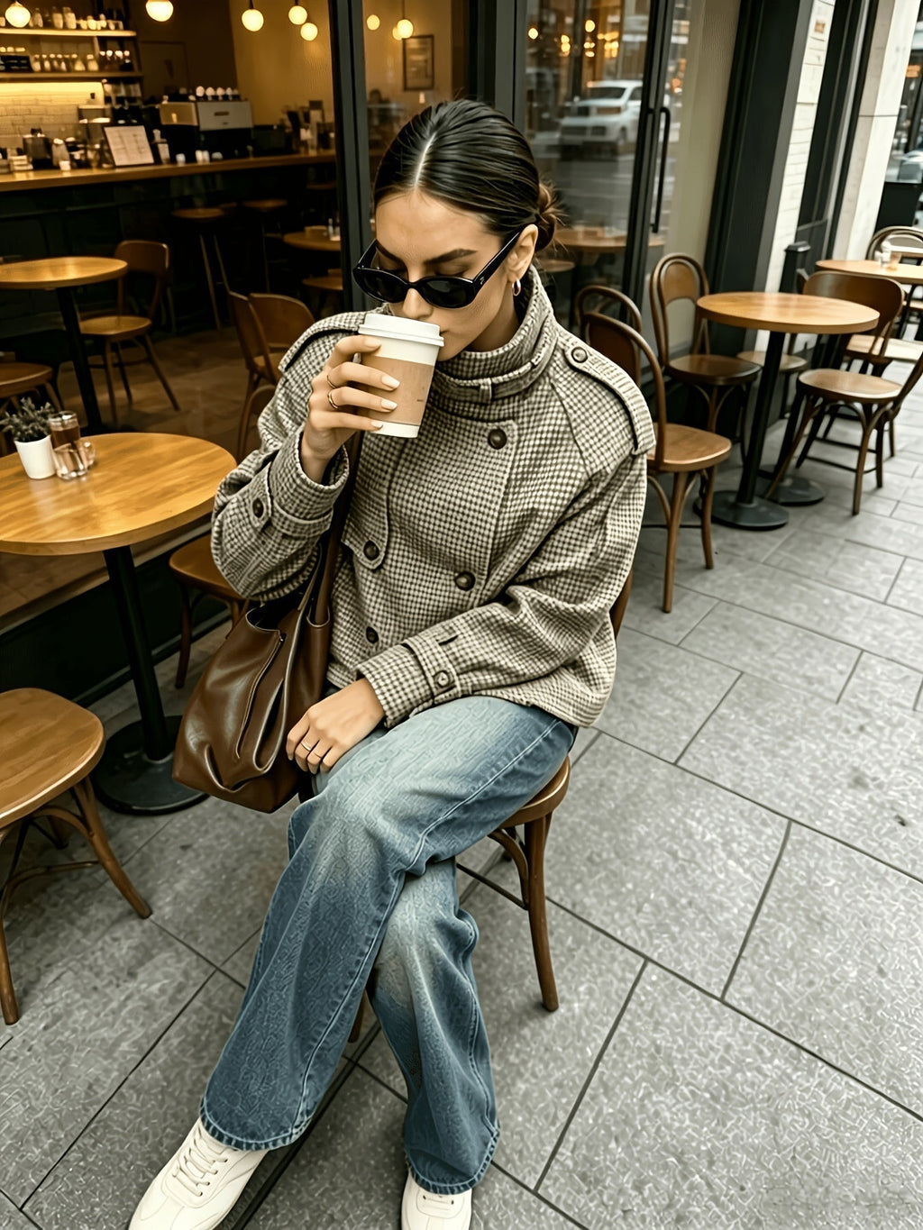 Damenjacke mit hohem Kragen und modernem Schnitt - 6 - Annoboutique