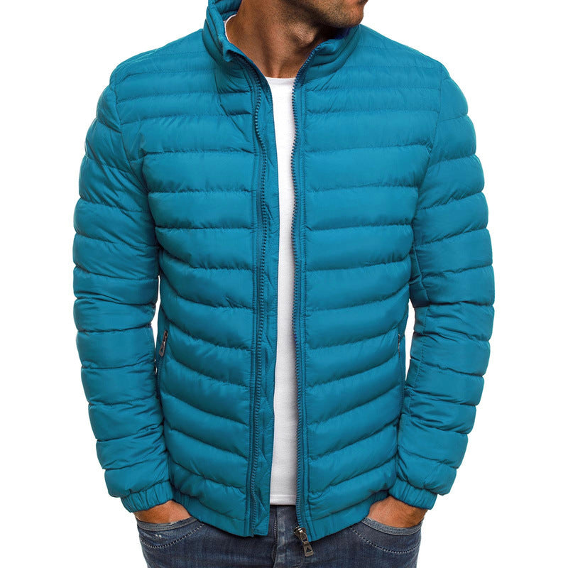 Moderne Herren Steppjacke mit hohem Kragen und durchgehendem Reißverschluss - 5 - Annoboutique
