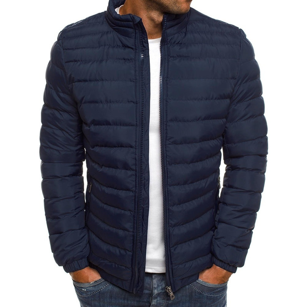 Moderne Herren Steppjacke mit hohem Kragen und durchgehendem Reißverschluss - 9 - Annoboutique