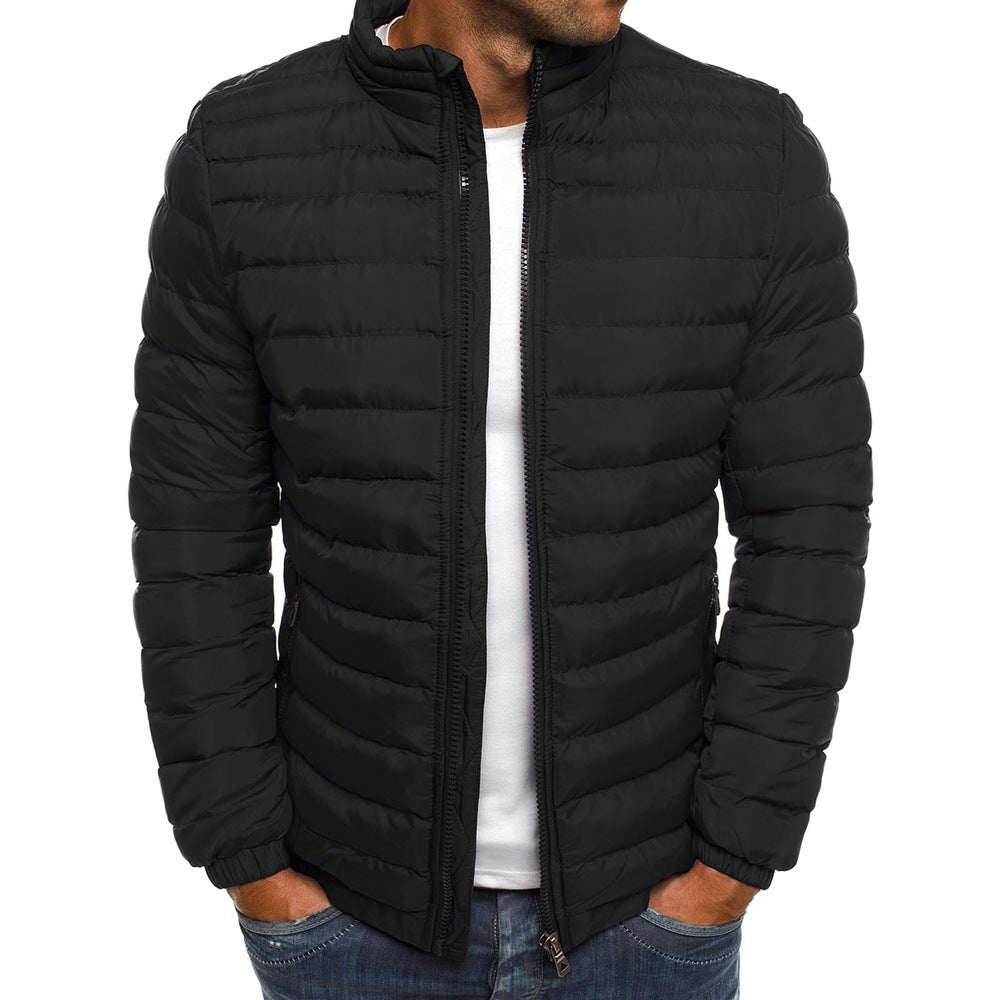 Moderne Herren Steppjacke mit hohem Kragen und durchgehendem Reißverschluss - 10 - Annoboutique