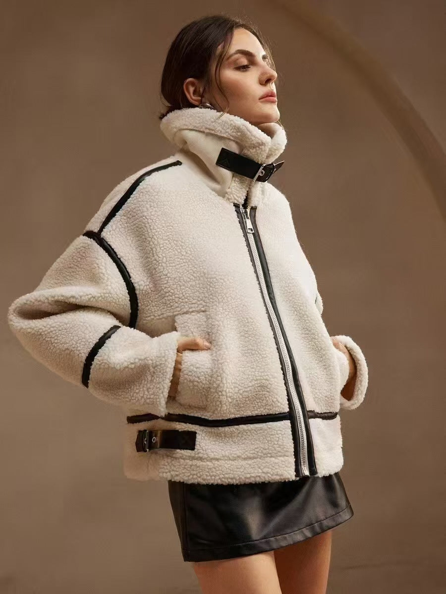 Modische Damenjacke mit hohem Kragen und praktischen Taschen - 1 - Annoboutique