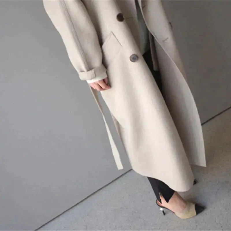 Damen Mantel mit lockerer Passform und praktischen Taschen - 2 - Annoboutique