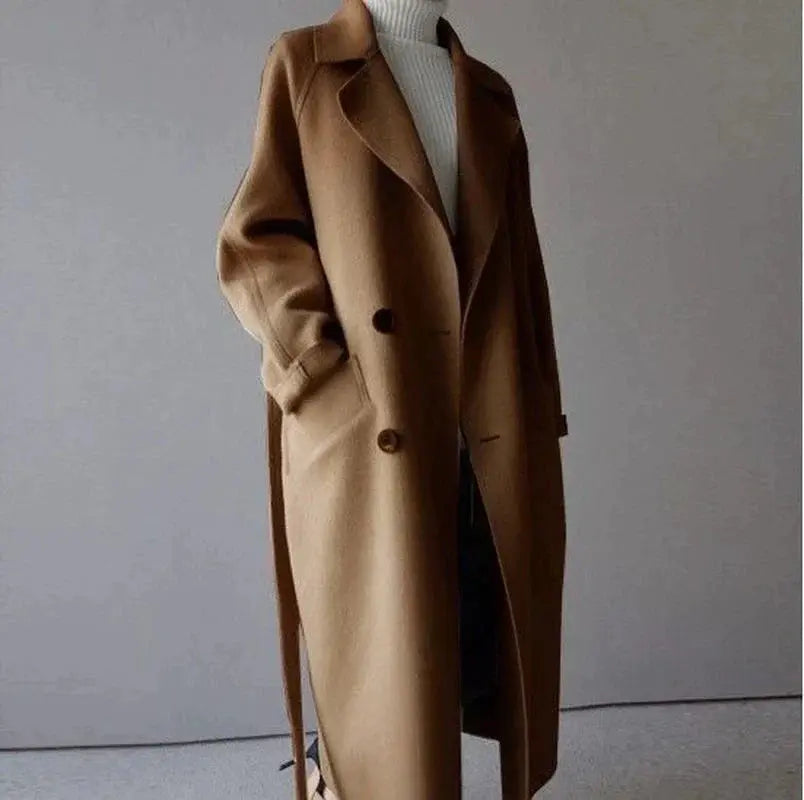 Damen Mantel mit lockerer Passform und praktischen Taschen - 5 - Annoboutique