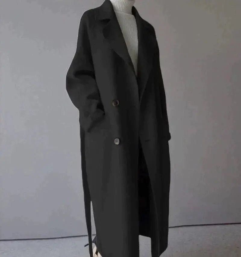 Damen Mantel mit lockerer Passform und praktischen Taschen - 6 - Annoboutique