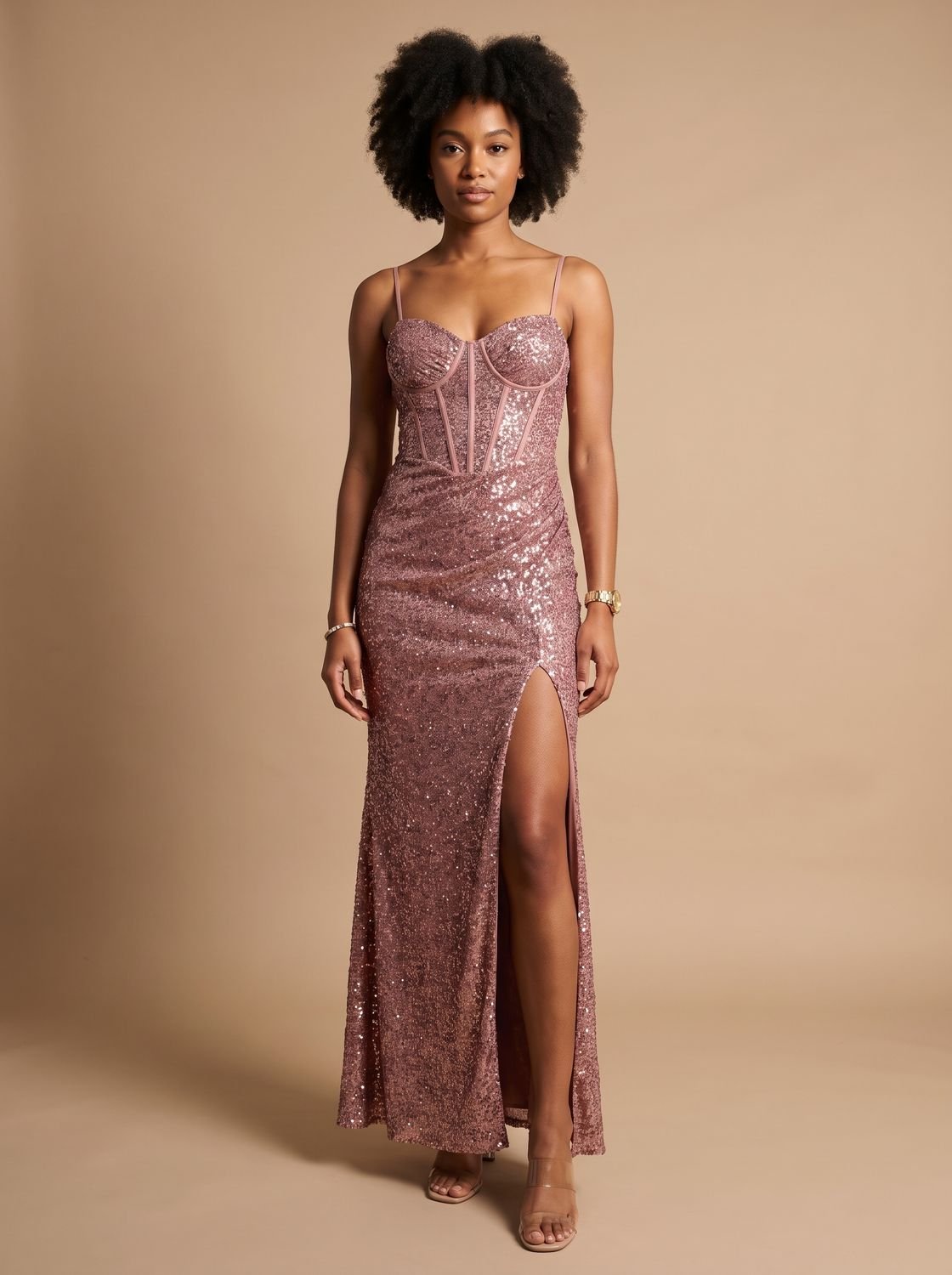 Maxikleid Damen mit Herz-Ausschnitt und hohem Seitenschlitz - 5 - Annoboutique