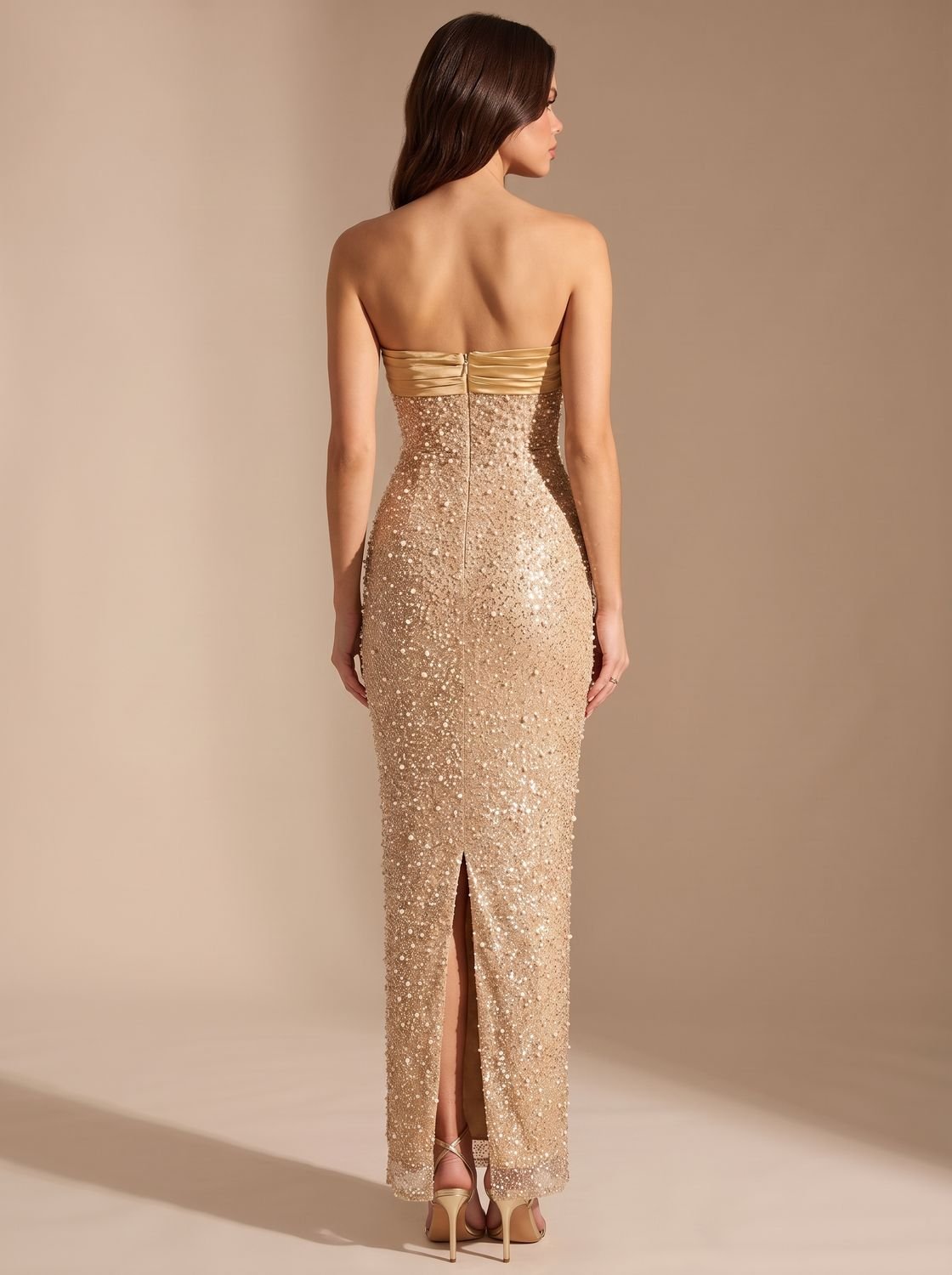 Maxikleid Damen mit figurbetontem Schnitt und elegantem Rückenschlitz - 2 - Annoboutique