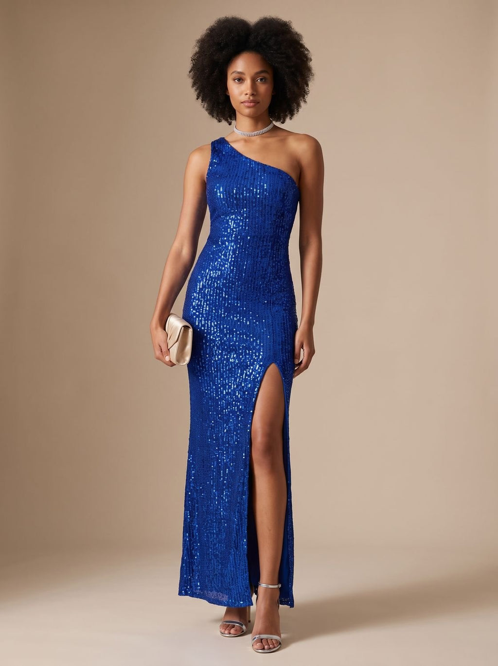 Maxikleid Damen mit asymmetrischem Schnitt und verführerischem Beinschlitz - 1 - Annoboutique