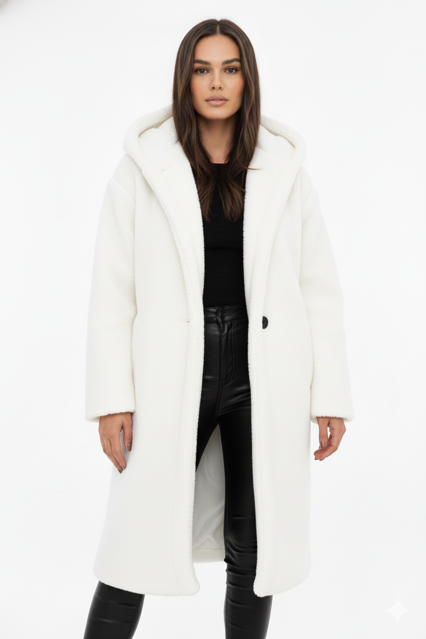 Damen Mantel mit Kapuze und weichem Teddyfleece für kuschelige Wärme - 4 - Annoboutique