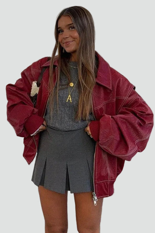 Damen Bomberjacke im Oversized-Schnitt mit praktischen Taschen - 2 - Annoboutique