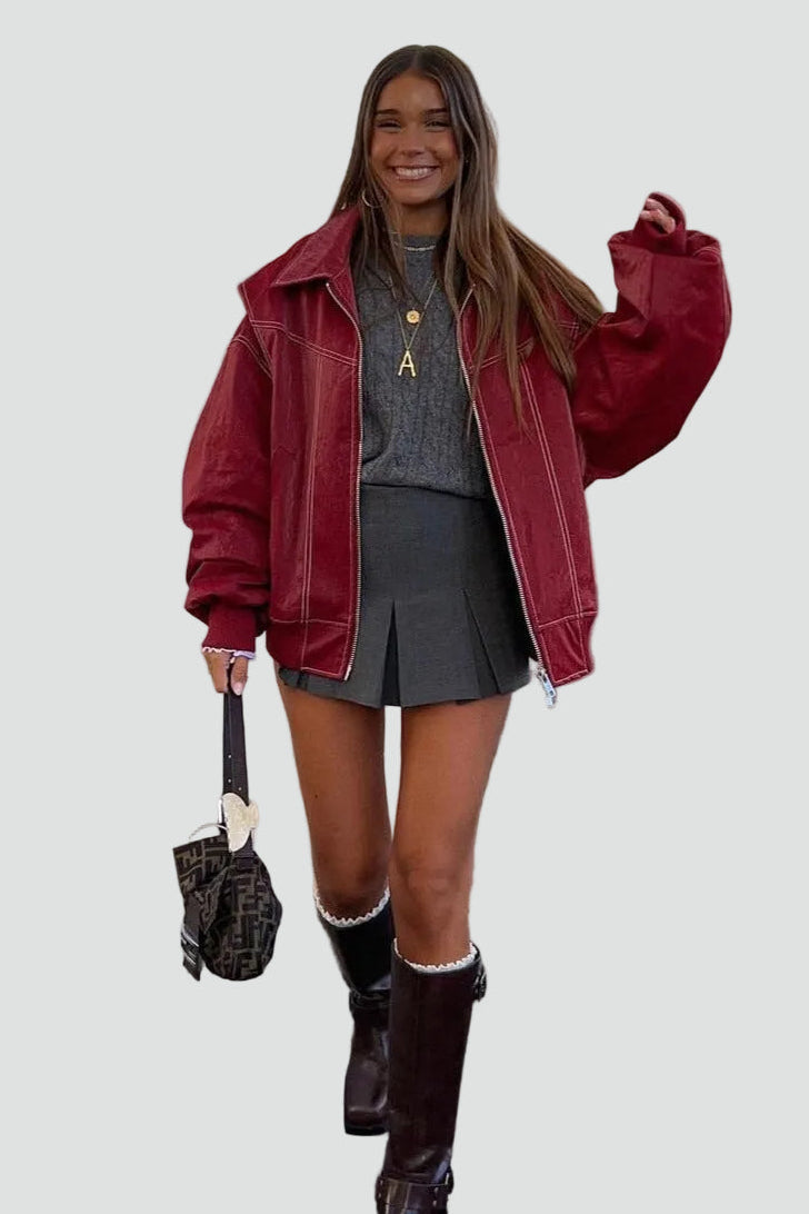 Damen Bomberjacke im Oversized-Schnitt mit praktischen Taschen - 6 - Annoboutique
