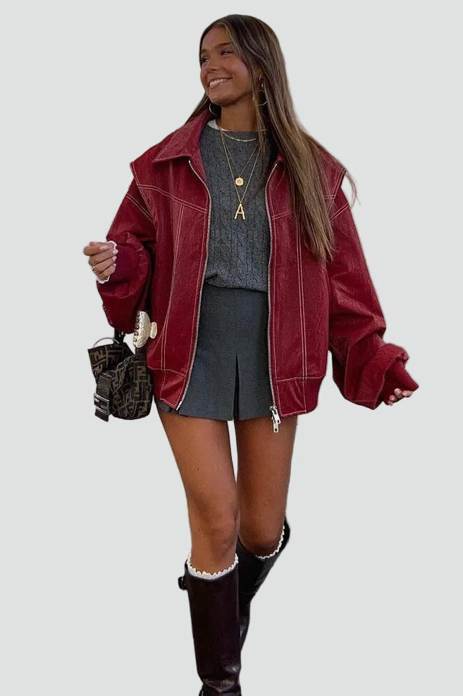 Damen Bomberjacke im Oversized-Schnitt mit praktischen Taschen - 7 - Annoboutique