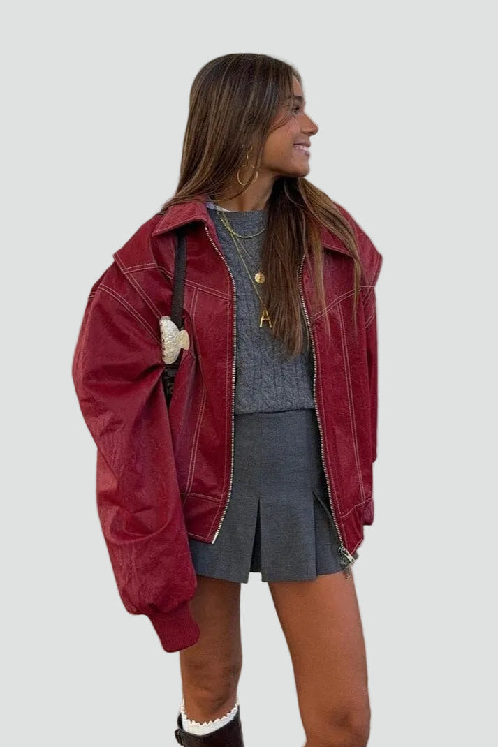 Damen Bomberjacke im Oversized-Schnitt mit praktischen Taschen - 8 - Annoboutique