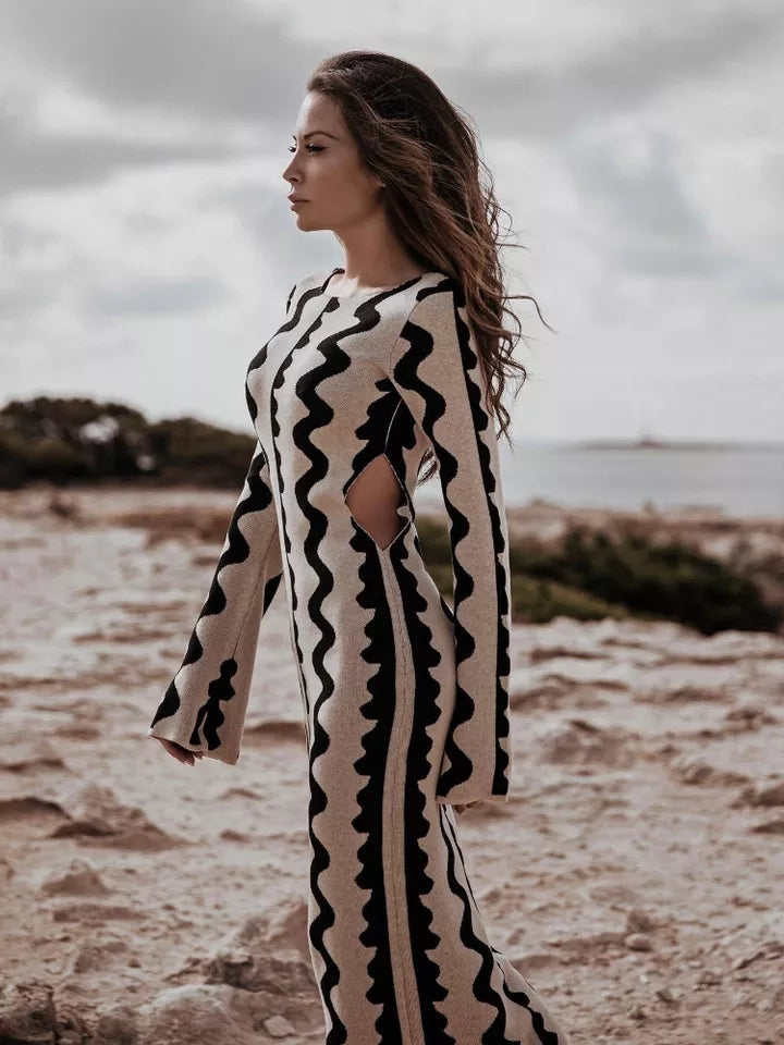 Maxikleid Damen mit figurbetontem Schnitt und eleganten Akzenten - 1 - Annoboutique