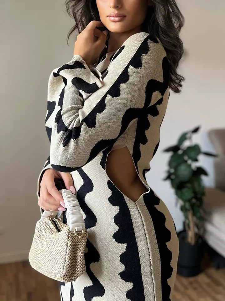 Maxikleid Damen mit figurbetontem Schnitt und eleganten Akzenten - 4 - Annoboutique