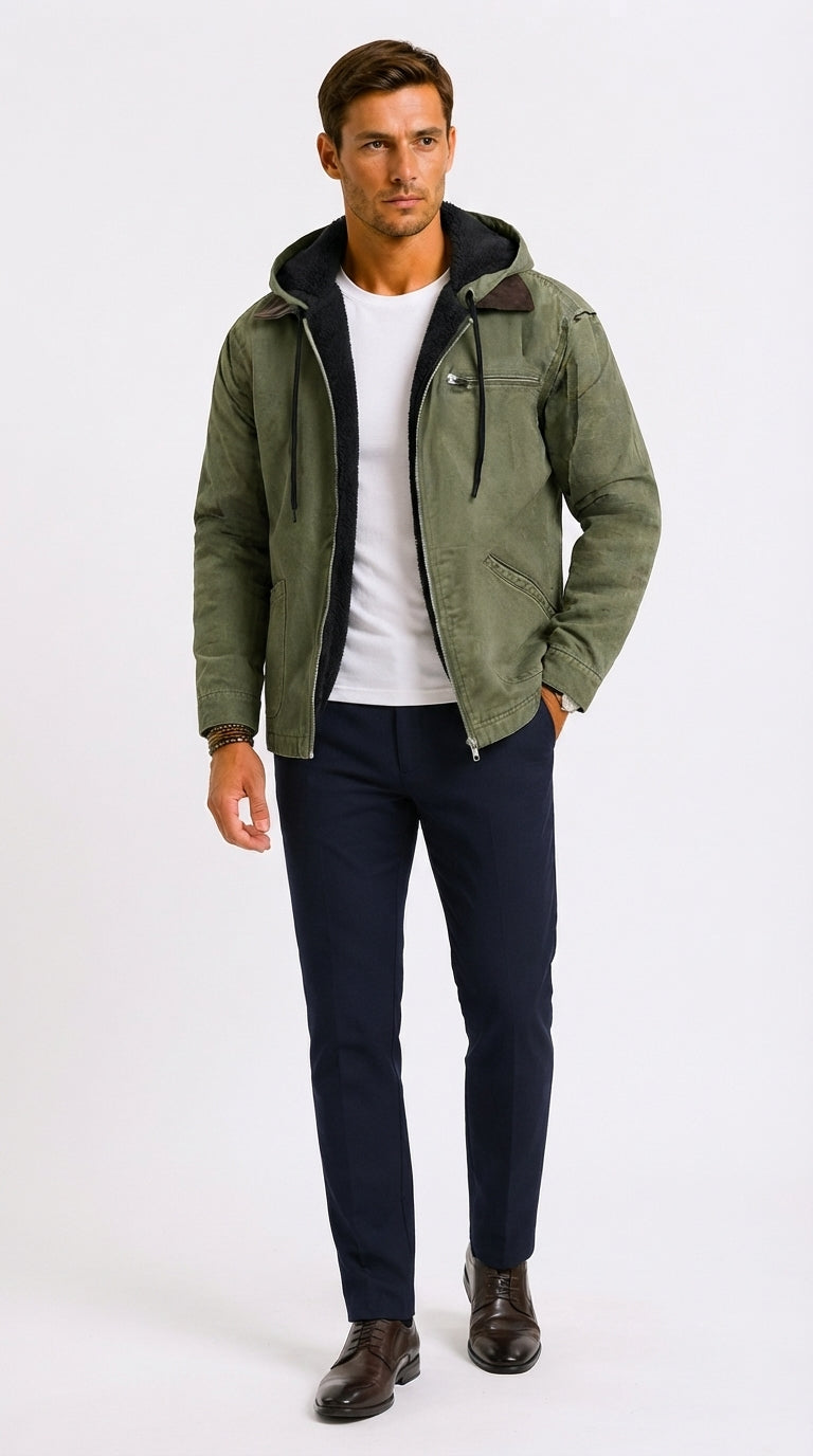 Herrenjacke mit Kapuze und sportlichem Design - 4 - Annoboutique