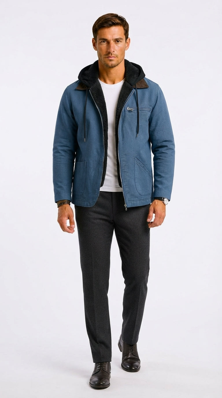Herrenjacke mit Kapuze und sportlichem Design - 5 - Annoboutique