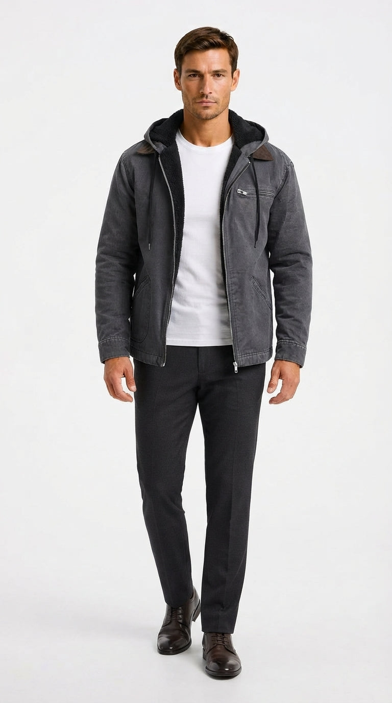 Herrenjacke mit Kapuze und sportlichem Design - 6 - Annoboutique