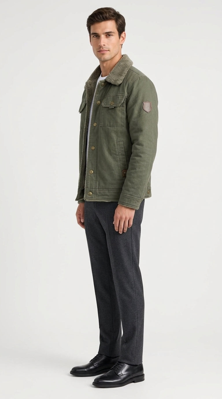 Übergangsjacke Herren mit stilvollem Kragen und praktischen Taschen - 2 - Annoboutique
