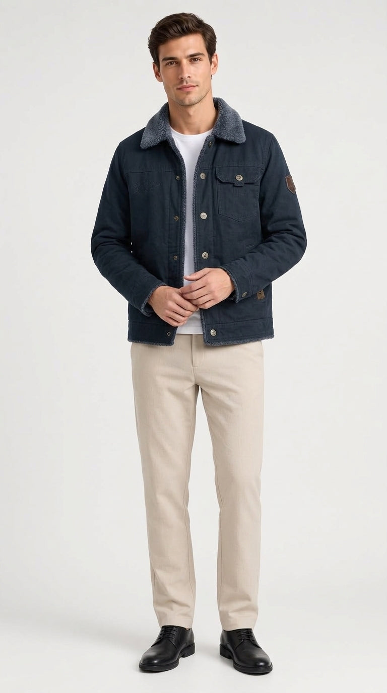 Übergangsjacke Herren mit stilvollem Kragen und praktischen Taschen - 4 - Annoboutique