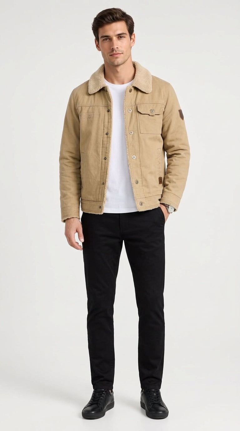 Übergangsjacke Herren mit stilvollem Kragen und praktischen Taschen - 5 - Annoboutique