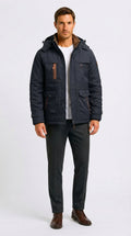 Winterjacke Herren mit abnehmbarer Kapuze und praktischen Taschen - 1 - Annoboutique