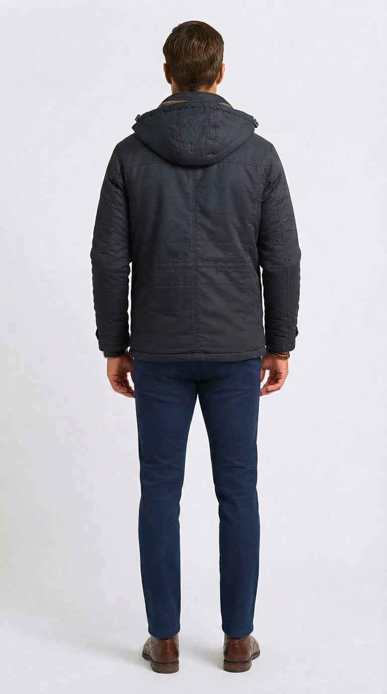 Winterjacke Herren mit abnehmbarer Kapuze und praktischen Taschen - 3 - Annoboutique