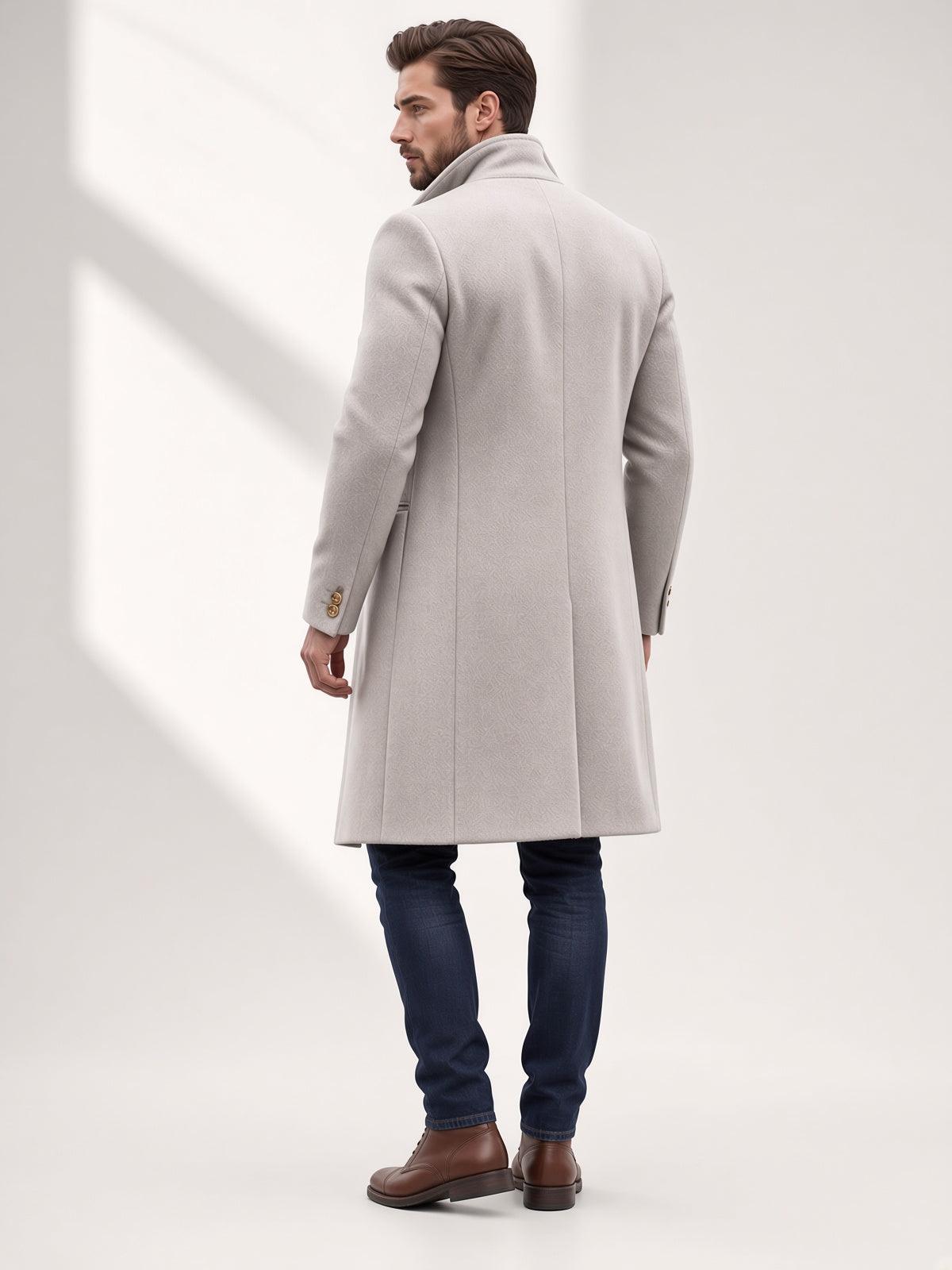 Wollmantel Damen mit tailliertem Schnitt und praktischen Taschen - 6 - Annoboutique
