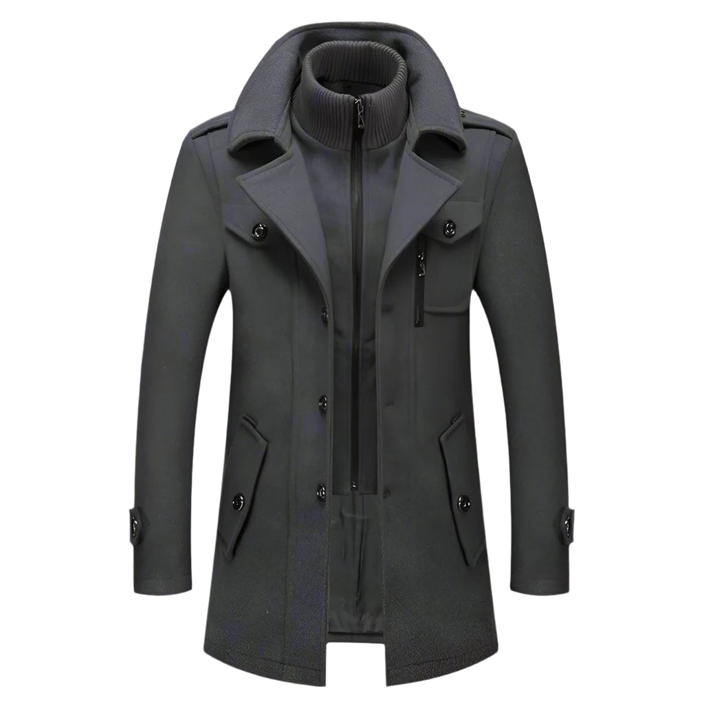 Wollmantel Damen mit hohem Kragen und funktionalen Taschen - 6 - Annoboutique