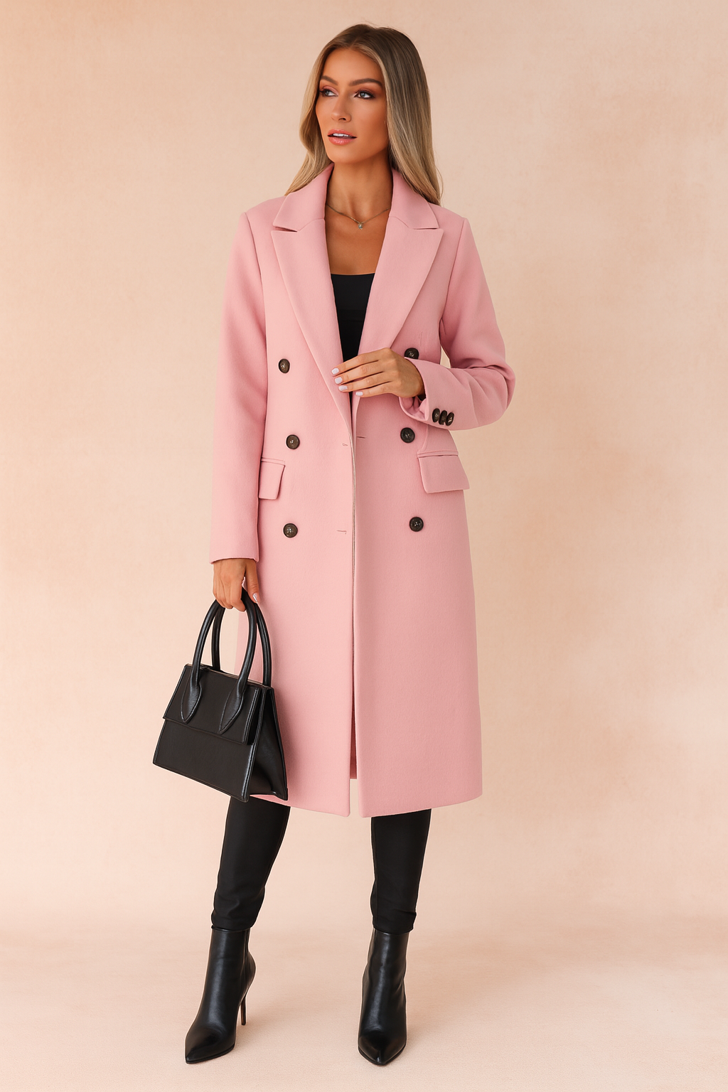 Damen Mantel mit doppelter Knopfleiste und tailliertem Schnitt - 4 - Annoboutique
