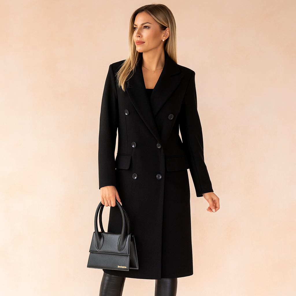 Damen Mantel mit doppelter Knopfleiste und tailliertem Schnitt - 5 - Annoboutique