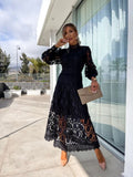 Abendkleid Damen mit romantischen Puffärmeln und A-Linie - 1 - Annoboutique
