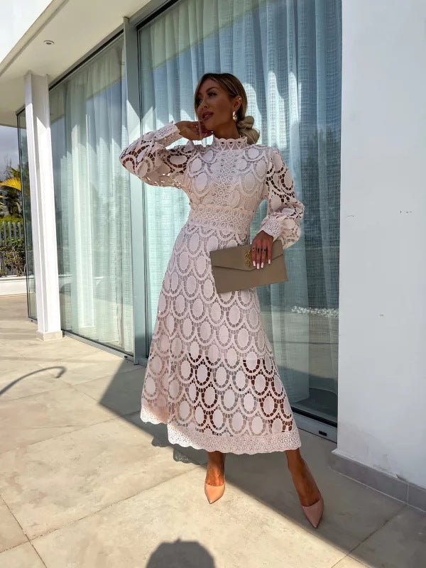Abendkleid Damen mit romantischen Puffärmeln und A-Linie - 3 - Annoboutique