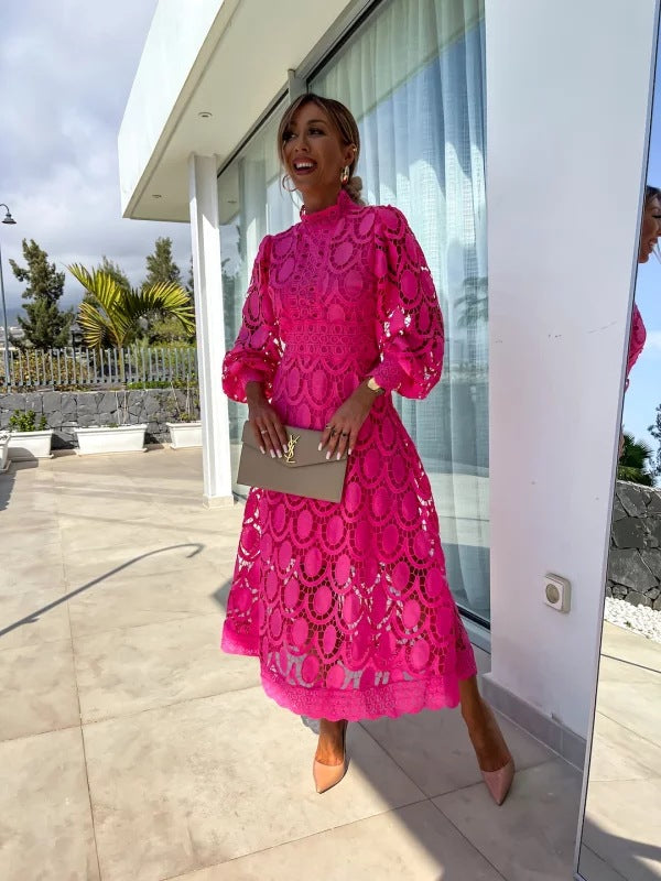 Abendkleid Damen mit romantischen Puffärmeln und A-Linie - 6 - Annoboutique