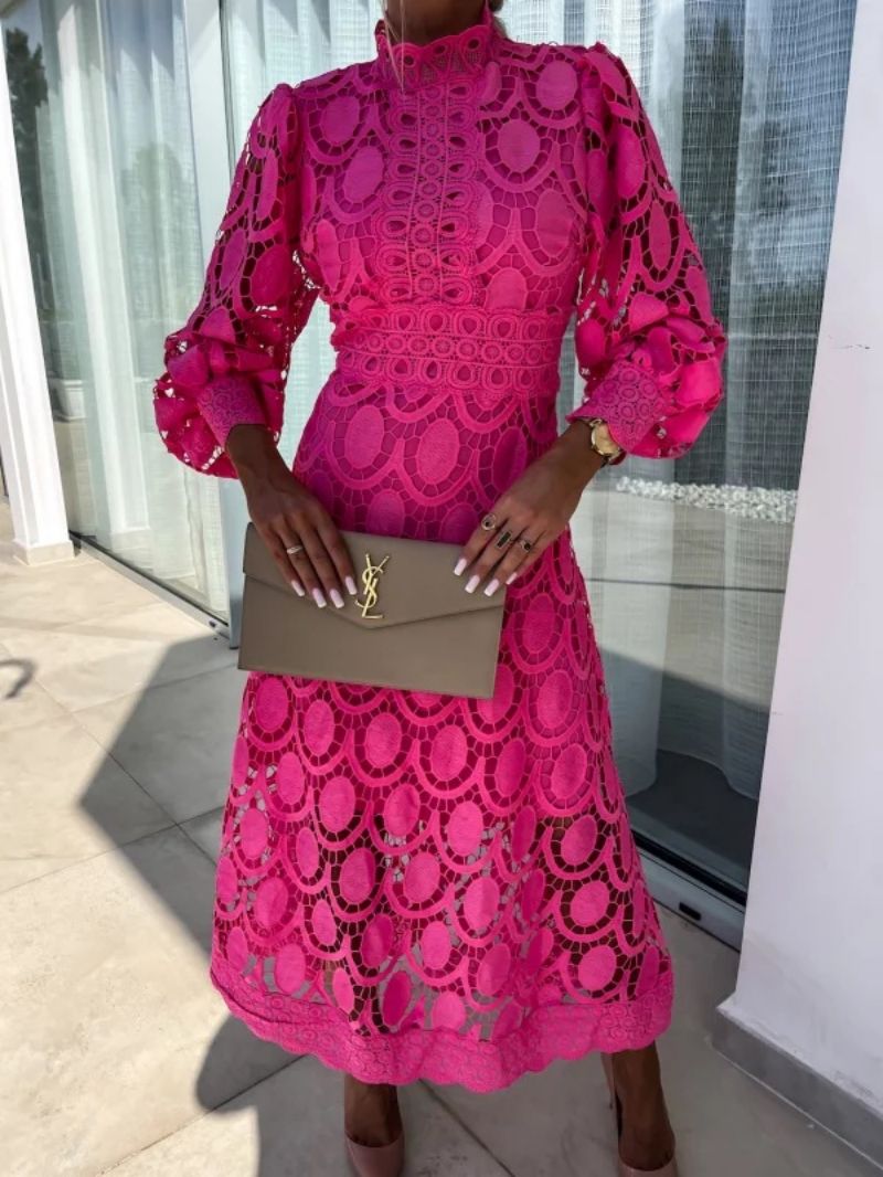 Abendkleid Damen mit romantischen Puffärmeln und A-Linie - 7 - Annoboutique