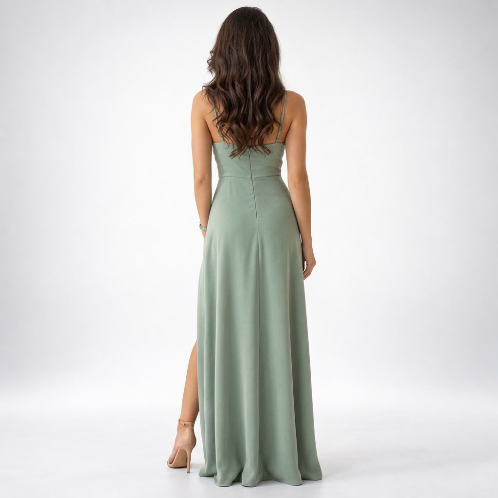 Maxikleid Damen mit V-Ausschnitt und seitlichem Schlitz für besondere Anlässe - 2 - Annoboutique