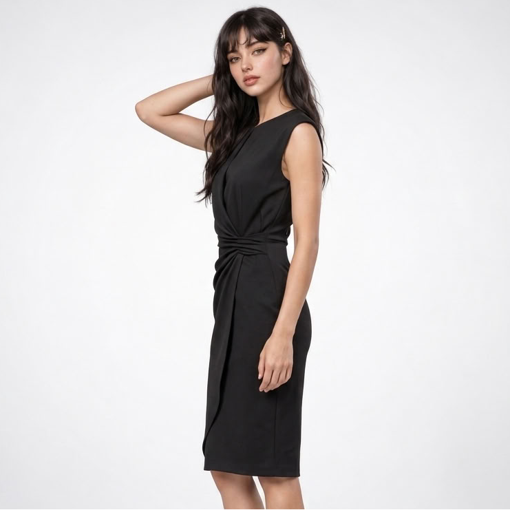 Wickelkleid Damen tailliert mit V-Ausschnitt und figurbetonendem Schnitt - 3 - Annoboutique
