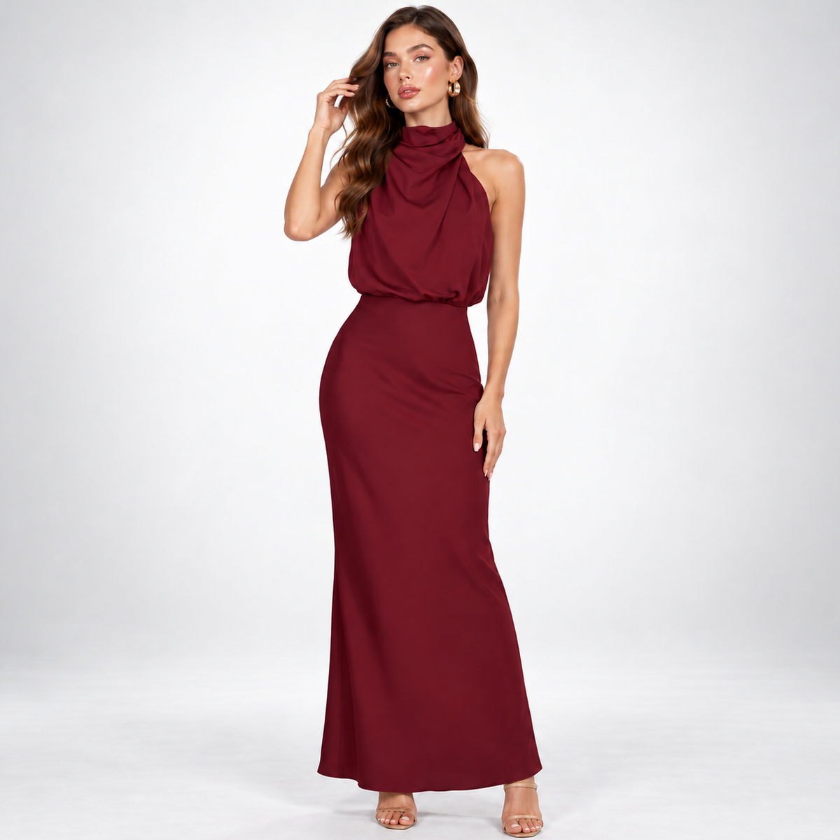 Abendkleid Damen mit hohem Kragen und figurbetonendem Schnitt - 1 - Annoboutique