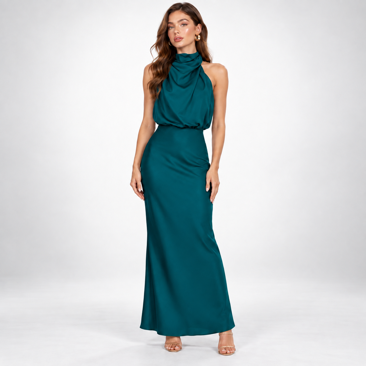 Abendkleid Damen mit hohem Kragen und figurbetonendem Schnitt - 5 - Annoboutique