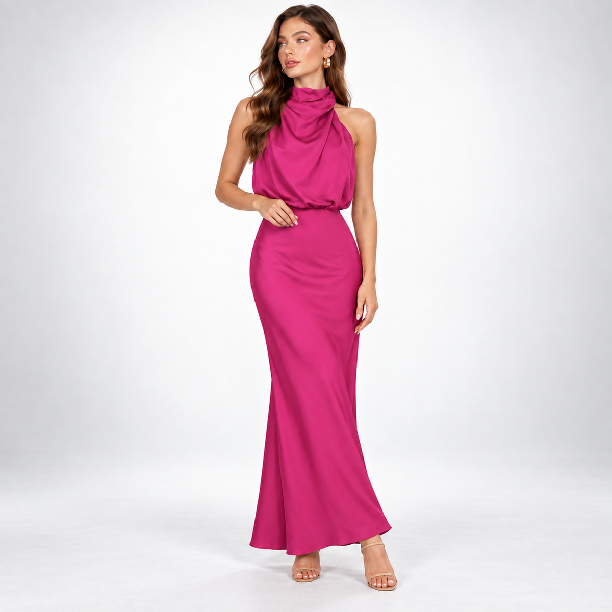 Abendkleid Damen mit hohem Kragen und figurbetonendem Schnitt - 6 - Annoboutique