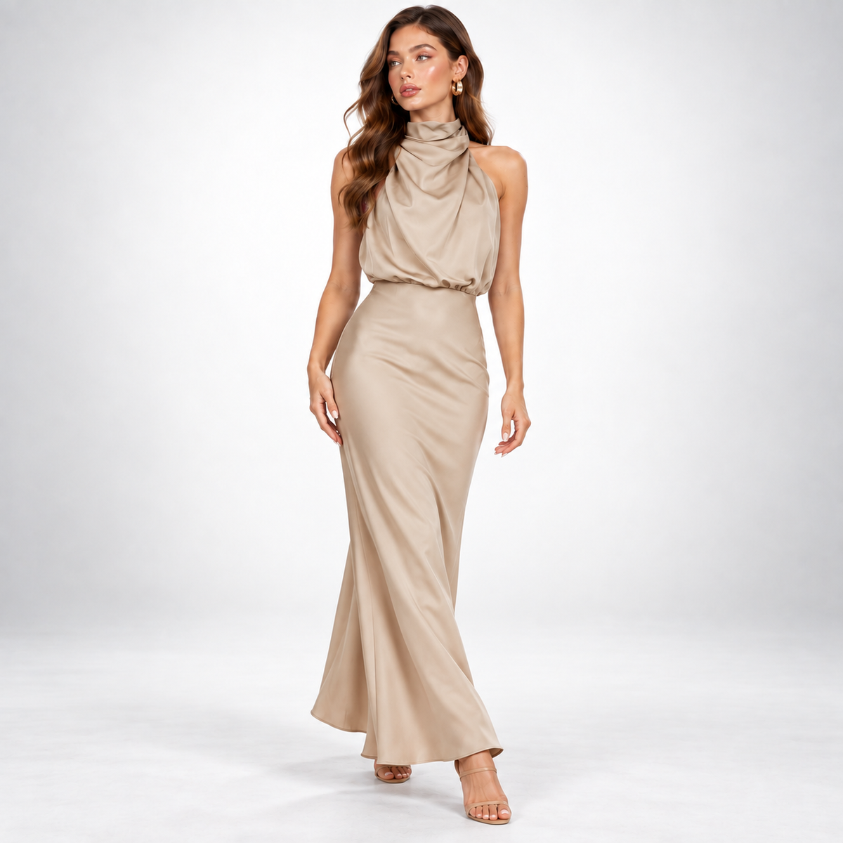 Abendkleid Damen mit hohem Kragen und figurbetonendem Schnitt - 9 - Annoboutique